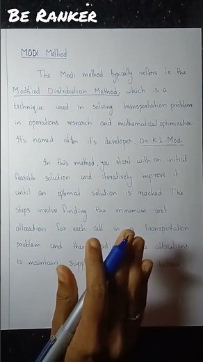 MODI Method | Transportation problem #operationsresearch #statistics #mba #maths #optimalsolution