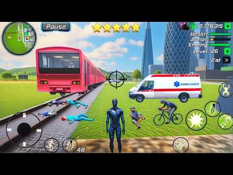 Black Hole Rope Hero Vice Vegas - Ambulance at Train Station #10 - Android Gameplay