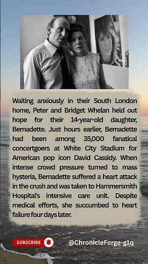 Tragic 1974 David Cassidy Concert Crush The Story of Bernadette Whelan #truestory
