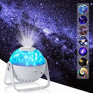 Star Planetarium Projector,7 in 1 Galaxy Projector Kids Night Light with Nebula Moon Cloud,360° Rotating Focusable Star Projector Lamp for Baby Chlidren Bedroom Decor/Ceiling/Game Room/Party/Bar