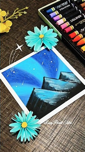 ✨ Easy Mountain Scenery with Oil Pastels 🌌 #art #shorts #success