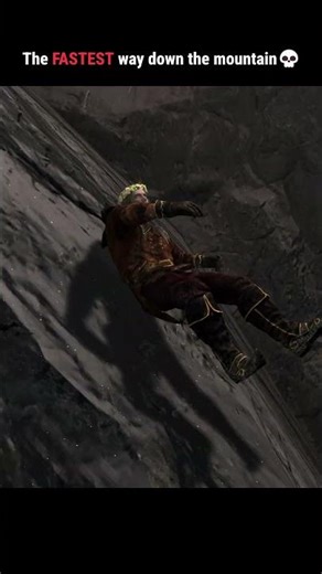 The fastest way down the mountain💀 #skyrim