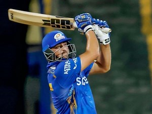 WATCH: Tim David's three spectacular sixes helps MI edge out RR