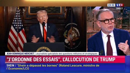 🔴#USA #nuclearweapons 🇺🇸 "J'ai demandé au ministère de la guerre de commencer à tester nos propres armes nucléaires sur un pied d'égalité. Ce processus débute immédiatement", a déclaré Donald Trump mercredi lors d'une allocution à la Maison Blanche. LCI | PSN Animation
