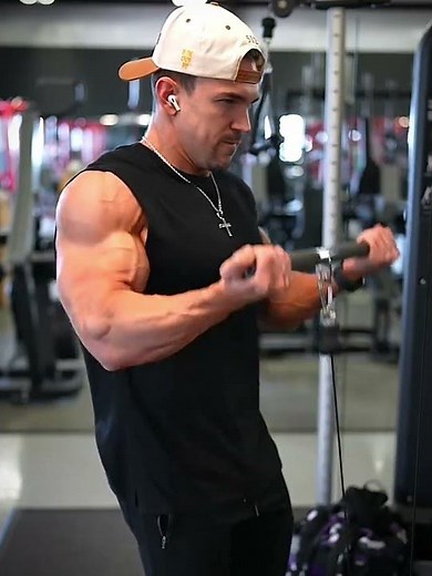 STRAIGHT BAR CABLE CURL WORKOUT🥵💯