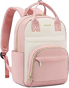 LOVEVOOK Small Backpack Purse for Women, Mini Backpack, Light Weight Cute Fashion Backpack for Work Daily Travel, Pink-Beige