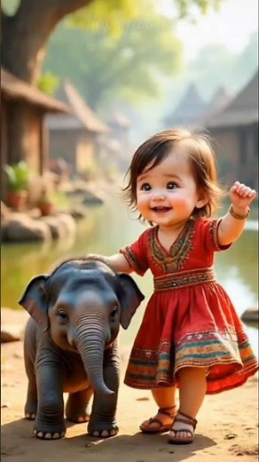 Adorable Baby Dancing with Elephant 🥰 | Cutest Viral Baby Video 2025
