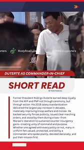 Former President Rodrigo Duterte earned deep loyalty from the AFP and PNP not through ceremony, but through action. His 2018 salary standardization delivered the largest pay increase in decades, materially improving troop welfare and morale. He backed security forces publicly, issued clear marching orders, and stood by them during crises—from Marawi’s liberation to sustained counter-insurgency gains—creating unity of command and purpose. Whether one agreed with every policy or not, many in unifo