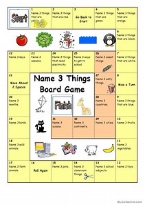 Board Game - Name 3 Things (Easy)