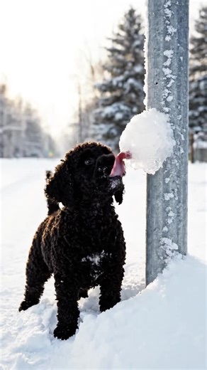 This Dog’s Tongue Was Frozen to a Pole… What Happens Next Will Melt Your Heart 🥹 #FrozenPuppy #DogRescue #LifeSaverAI #SnowRescue #AIAnimal