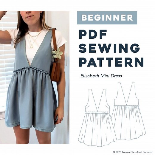 Elizabeth Mini Dress Beginner PDF Sewing Pattern - Etsy