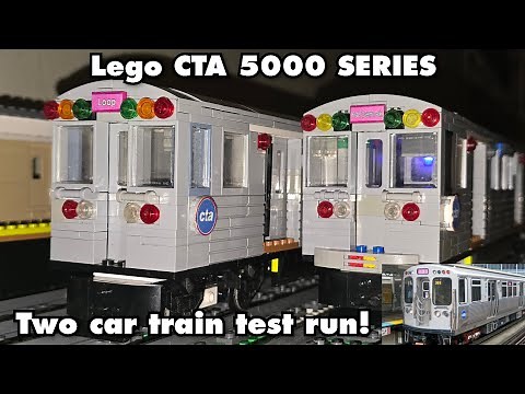 Lego CTA Train - Custom CTA 5000 series Subway Car test run + announcements!