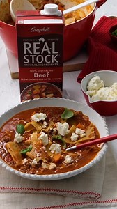 Calling all lasagne lovers 📣 Experience the comforting flavours of lasagna in a delightful new way with Campbell’s Lasagna Soup recipe, made with Campbell’s Real Stock Beef. The perfect, unique recipe for cozy family dinners that’s sure to have you coming back for seconds! Plus, it can be whipped up in under 30 minutes 🙌 Ingredients (serves 4) 1L Campbells Real Stock Beef 1 tbsp olive oil 2-3 cloves garlic, crushed 1 large brown onion, finely diced 500g beef mince 1 medium carrot, finely diced