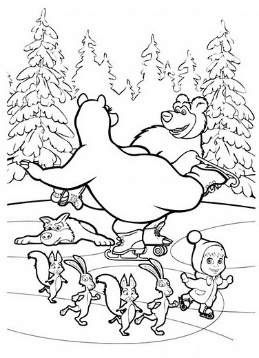 85  Desenhos de Marsha e o Urso para Imprimir e Colorir/Pintar