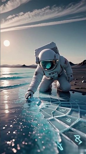 Alien Ocean to Crystal Map — Astronaut Touches & Transforms (10s) | Cosmic Flicks AI