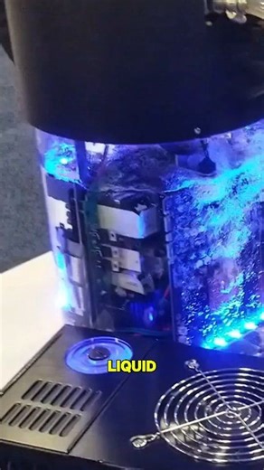this computer run faster when submerge in a clear liquid. It doesn’t short-circuit because the liquid is not water—it is a dielectric fluid that does not conduct electricity. This is called immersion cooling. It is used in data centers and some custom PCs. The liquid absorbs heat directly instead of using fans. Some systems let the liquid boil at low temperature, turn into vapor, then condense back into liquid and repeat the cycle. It cools very well, but it is expensive and rare for home PCs. |