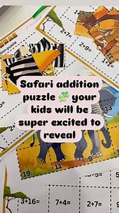 Safari-Themed Addition Puzzle – Differentiated Math Fun with Hidden Animals!