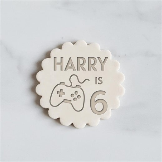 Personalized Game Controller Birthday Cookie Embosser Stamp, Custom Name & Age, Marks and Spencer Biscuit - Etsy