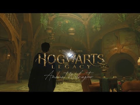 Hogwarts Legacy 4K | Hufflepuff Common Room, Great Hall Floating Stairs Ambience | Relaxing Music