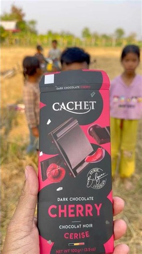 Dark Chocolate 🍫 CACHET Cherry 🍒 Flavour ASMR eating by #villagee #viralvideos #satisfying #fypシ゚