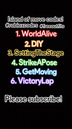 All Island of Move Codes (Free Roblox Items!) 🎮✨ #freeitems #roblox #shorts