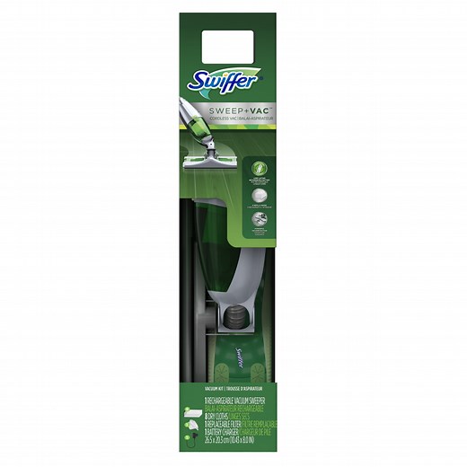 Swiffer Sweep VAC Cordless Vacuum Kit (1 Rechargeable Vacuum Sweeper, 8 Dry Cloths, 1 Replaceable Filter, 1 Battery Charger)