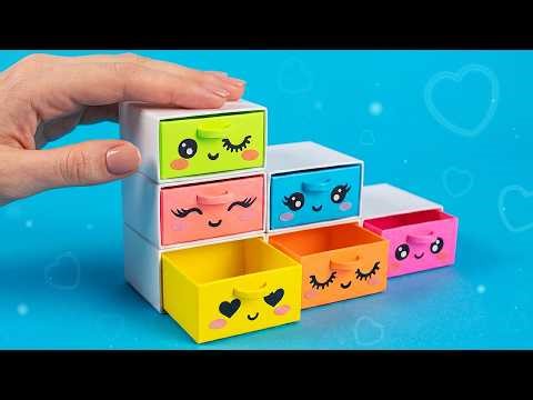 How to Make a Cute Paper Organizer with Drawers - Mini Desk Storage Craft