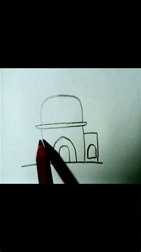 Simple Mosque Drawing 🌙 | Easy Mosque Sketch Step by Step🕌 | Crescent Moon & Trees #mosquedrawing