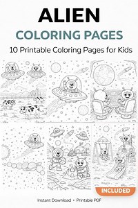 Alien Coloring Pages for Kids – 10 Printable Picture Alien Coloring Sheets – Instant Digital Download PDF - Etsy UK