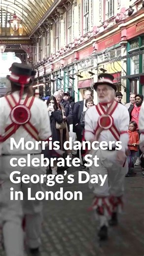 Morris dancers celebrate St George’s Day in London market