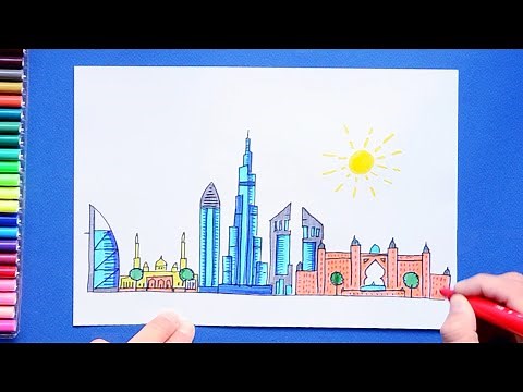 How to draw Dubai City Skyline