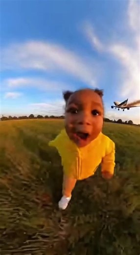 Baby runs from Crashing Plane