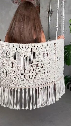 DIY semicircular macrame swing 🤍 step by step tutorial on my channel! #shorts