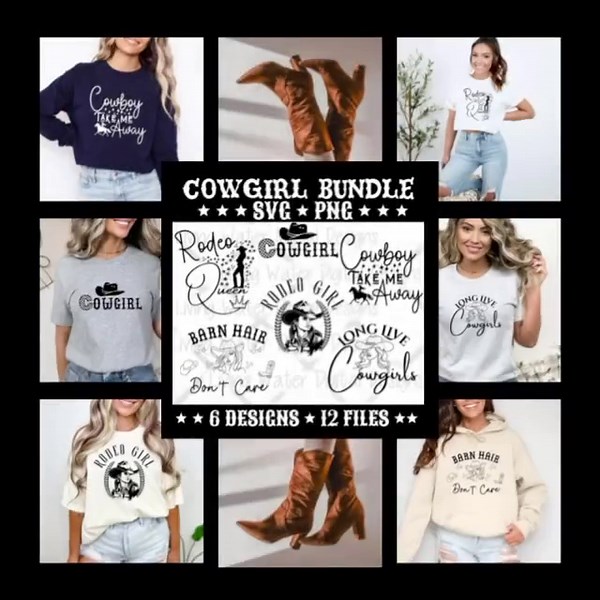Cowgirl SVG Bundle: Western Rodeo Designs | Digital Download Set - Etsy