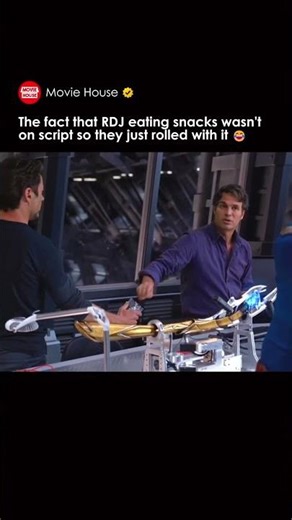 The fact that RDJ eating snacks wasn't on script