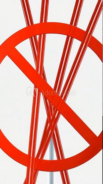 A red stop sign with four sticks stuck into it, suitable for use in s or designs where a traffic safety theme is required