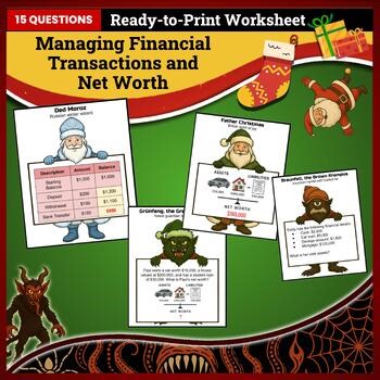 Christmas Worksheet - Managing Financial Transactions and Net Worth