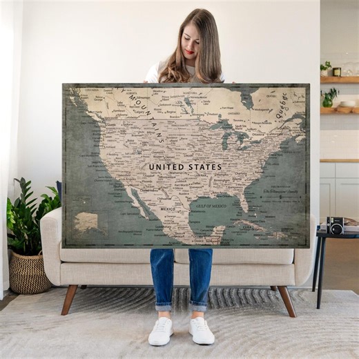 Personalized Vintage Push Pin Usa Map - Etsy