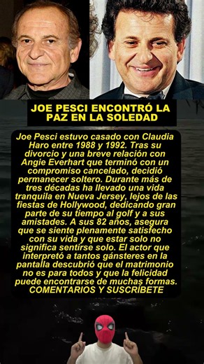 JOE PESCI ENCONTRÓ LA PAZ EN LA SOLEDAD