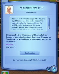 "Sims 3: World Adventures": Champs Les Sims, Endeavor for Flavor
