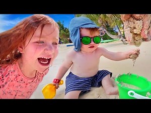 🏝️ FAMiLY BEACH ROUTiNE 🏝️ Sand Castles & Swimming with Adley! Niko finds hidden buried treasure!