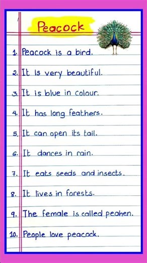 #10 line on peacock in english #essay in english on peacock#essay on peacock from class 1 to 6