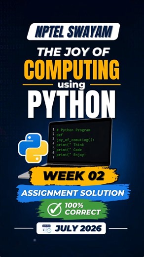 The Joy of Computing Using Python Week 02 Assignment Answers | July 2026 | NPTEL SWAYAM