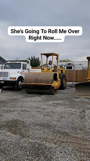 Chief equipment operator showing us how it's done. #operator #roller #construction #detroitdiesel #gettingthingsdone #movingequipment #equipment #likeaboss #girlpower | Quality Backhoe Services, Inc
