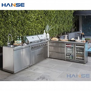 [Hot Item] Full 304 Stainless Steel Design Modular Kitchen Cabinet Outdoor Modern BBQ Grill Garden Kitchen Cabinet