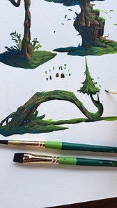 What is forest floor litter? Forest floors are filled with details. Twigs, fallen leaves, moss, grass changes, rocks, pebbles, critters. I love including them in my illustrations but they can take ages to paint, and they're not even the focus of the painting. In this case its not necessary to paint these things in detail, but rather create quick impressions of them instead, using tool and technique. So I designed my forest brush set to be able to paint impressions of these things on the forest f