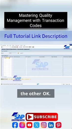 Mastering Quality Management with Transaction Code | SAP QM Planning and Execution | Inspection Plan