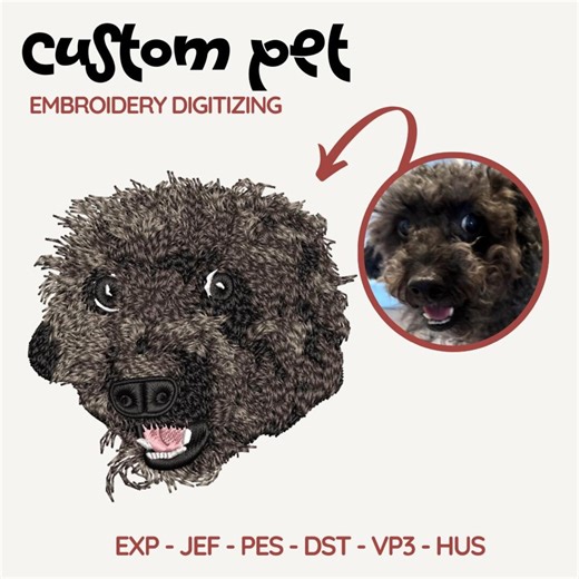 Custom Dog Portrait Embroidery Pattern, Custom Pet Embroidery Design, Personalized Pet Face and Pet Name Embroidery File, Pet Digitizing - Etsy