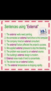 Meaning of "External" Learn Sentences using the word External #vocabulary #learnspokenenglish #sentences #external #englishteacher #English | English Learning