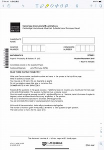 A-level CIE S1真题解析#概率分布表#期望#方差#
